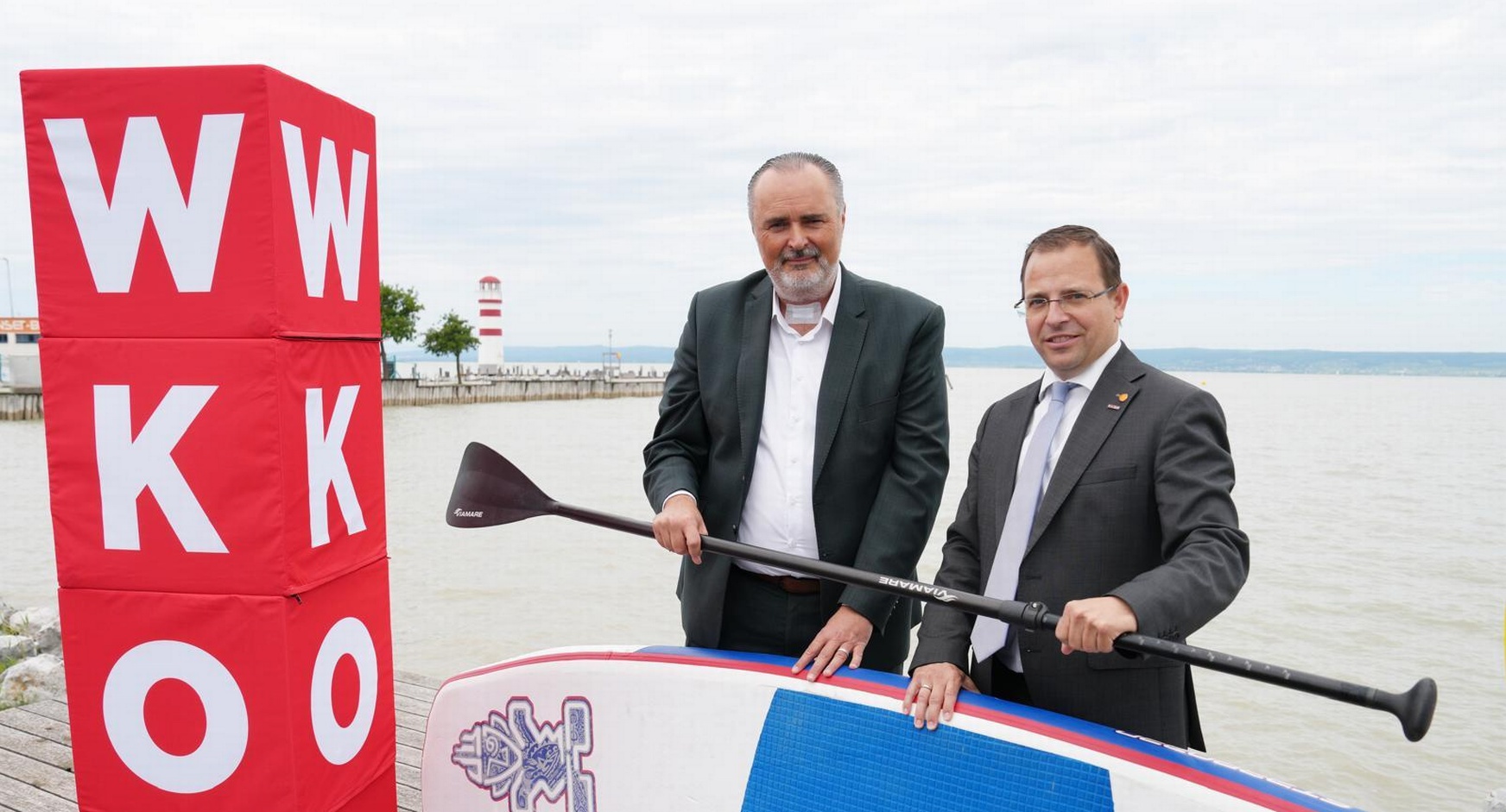 Landeshauptmann Hans Peter Doskozil und Wirtschaftskammerpräsident Andreas Wirth (v. l.). 