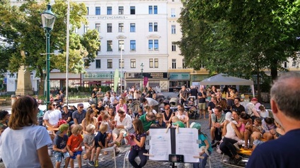 Ausblick von der Bühne Richtung Zuschauer