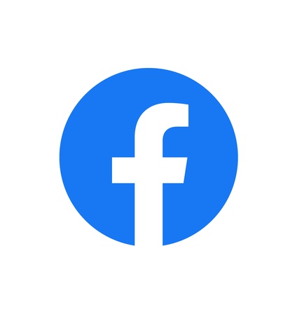 Facebook-Logo: Weißer Buchstabe F in blauem Kreis auf weißem Hintergrund