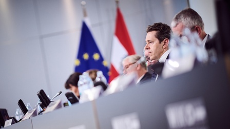 WKÖ-Präsident Harald Mahrer beim Wirtschaftsparlament im Juni 2023
