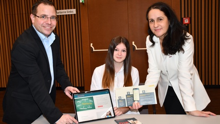 Präsentierten das neue Service-Angebot „Praktikumsbörse“: Wirtschaftskammerpräsident Andreas Wirth, Schülerin Janine Moser und Sabine Lehner (Leiterin der Abteilung Bildung und Lehre in der WK Burgenland) (v. l.).