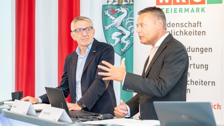 WKO Steiermark Präsident Josef Herk (l.) und Christoph Schneider, Geschäftsführer des Economica Instituts, sind überzeugt: „Wir müssen den Leistungshunger in unserer Gesellschaft wieder schüren.“