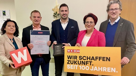 Am Bild: Fachgruppengeschäftsführerin Martina Rauchbauer, KommR Werner Adelmann (Obmann Baustoffhandel), BBG-Geschäftsführer Martin Kager, WK-Regionalstellenobfrau Tanja Stöckl und WK-Regionalstellenleiter Christoph Winkler (v.l.).  