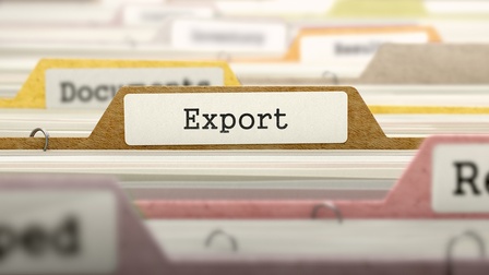 Karteikarten mit der Beschriftung Export