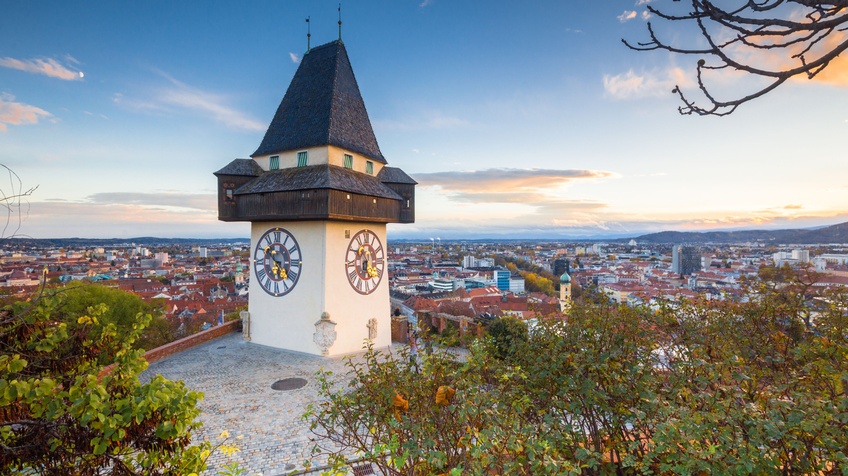 Stadtansicht Graz mit Uhrturm