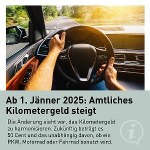 Amtliches Kilometergeld steigt 