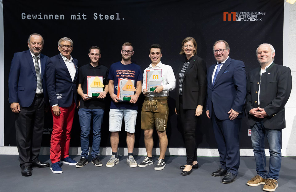 Gruppenbild der Sieger des Bundeslehrlingswettbewerbs 2023 im Beruf Land- und Baumaschinentechnik