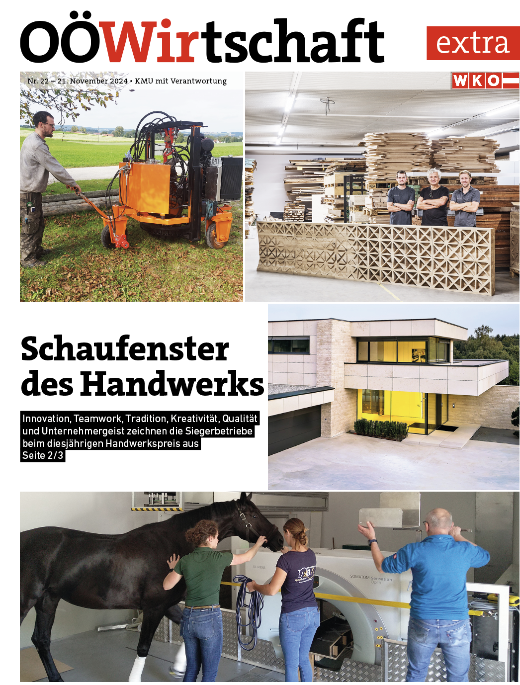 Titelseite der OÖWirtschaft Ausgabe 22 - Extra KMU mit Verantwortung