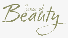 Grüner Schriftzug "Sense of Beauty" auf weißem HIntergrund