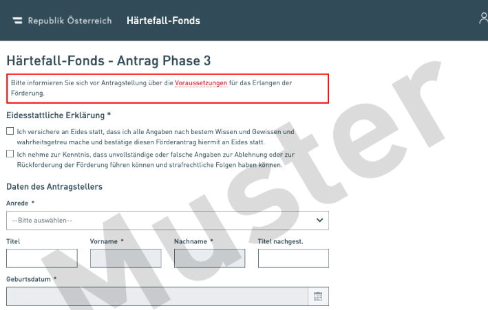 Musterantrag Härtefall-Fonds Phase 3