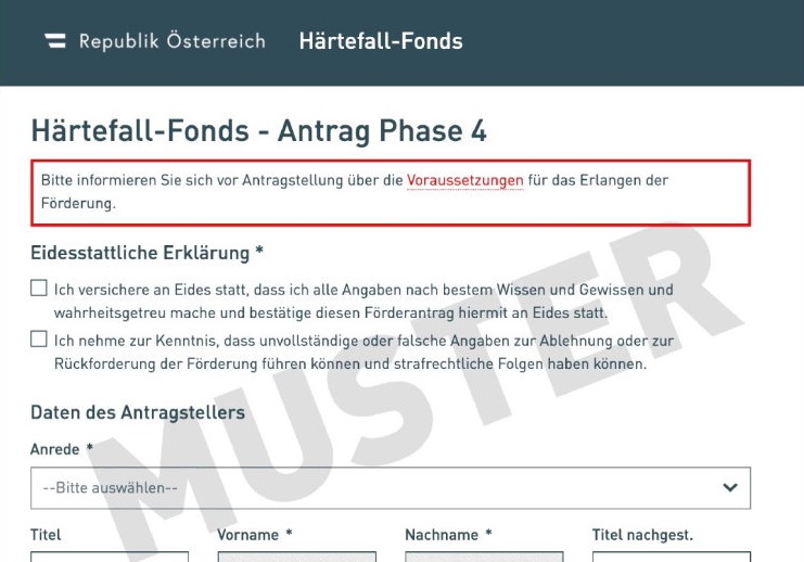 Musterantrag Härtefall-Fonds