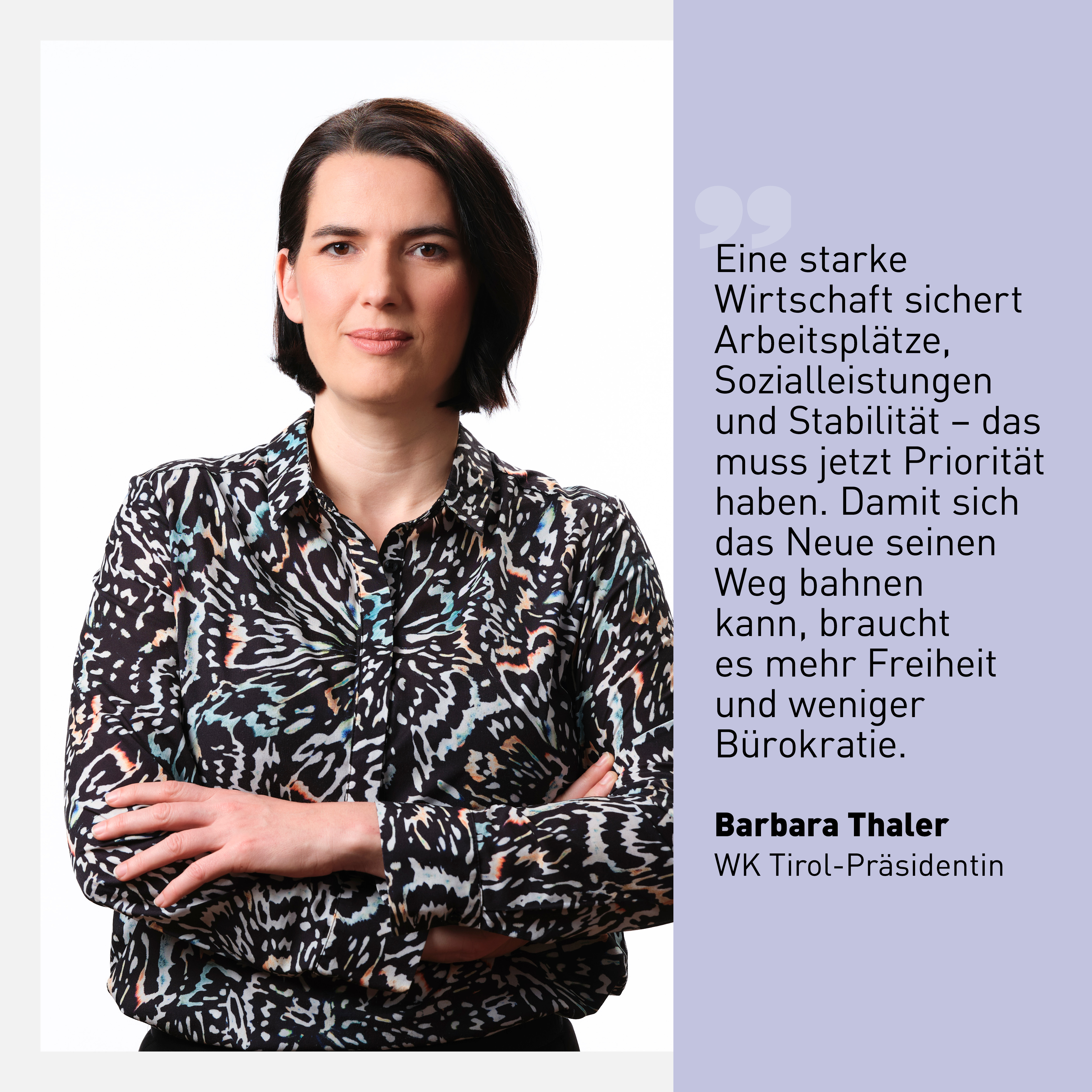 Barbara Thaler, Präsidentin der Wirtschaftskammer Tirol, betont die Bedeutung einer starken Wirtschaft für die Sicherung von Arbeitsplätzen, Sozialleistungen und Stabilität in Österreich. In ihrem Kommentar fordert sie mehr Freiheit für Unternehmen und einen Abbau der Bürokratie, um Innovation zu fördern und den Standort Tirol zu stärken.