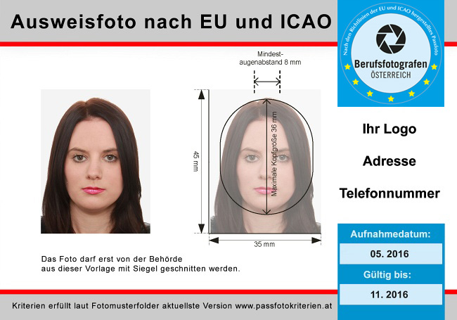 Passfotokriterien Schablone