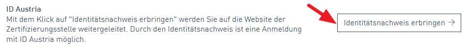 Screenshot der Anmeldemaske, die die Anmeldung zu ID Austria erklärt.
