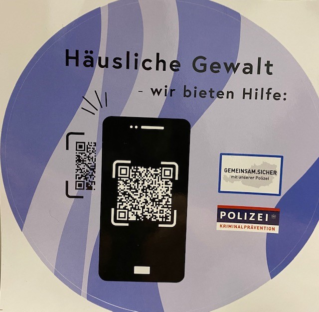 Aufkleber mit QR-Code für die APP: Stiller Notruf zur Polizei